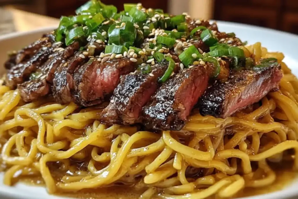 Best Garlic Butter Steak Lightning Noodles Recipe