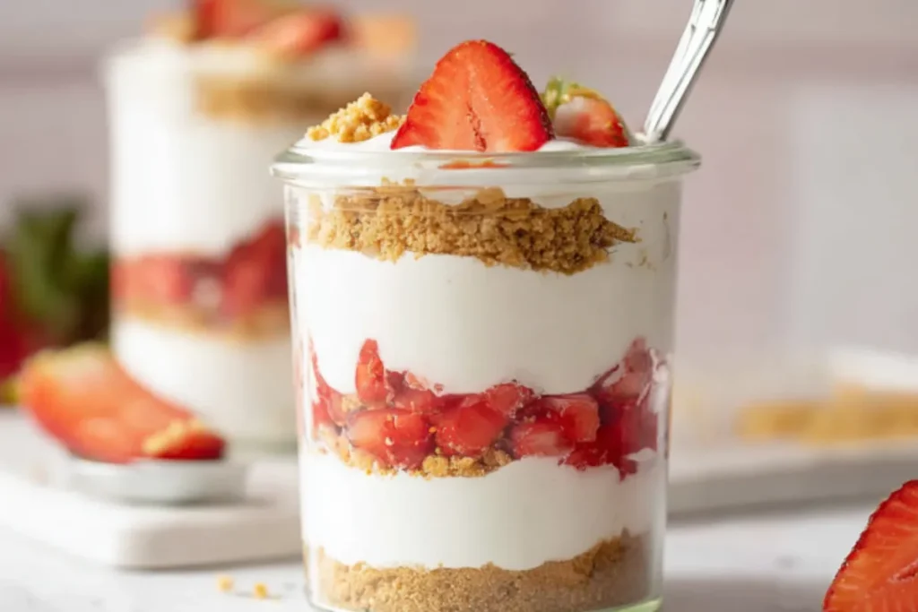 High Protein Cheesecake Jars with Cottage Cheese