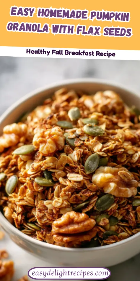 Easy Homemade Pumpkin Granola with Flax Seeds Healthy Fall Breakfast Recipe