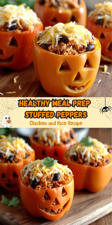 Healthy Meal Prep Stuffed Peppers - Chicken and Rice Recipe