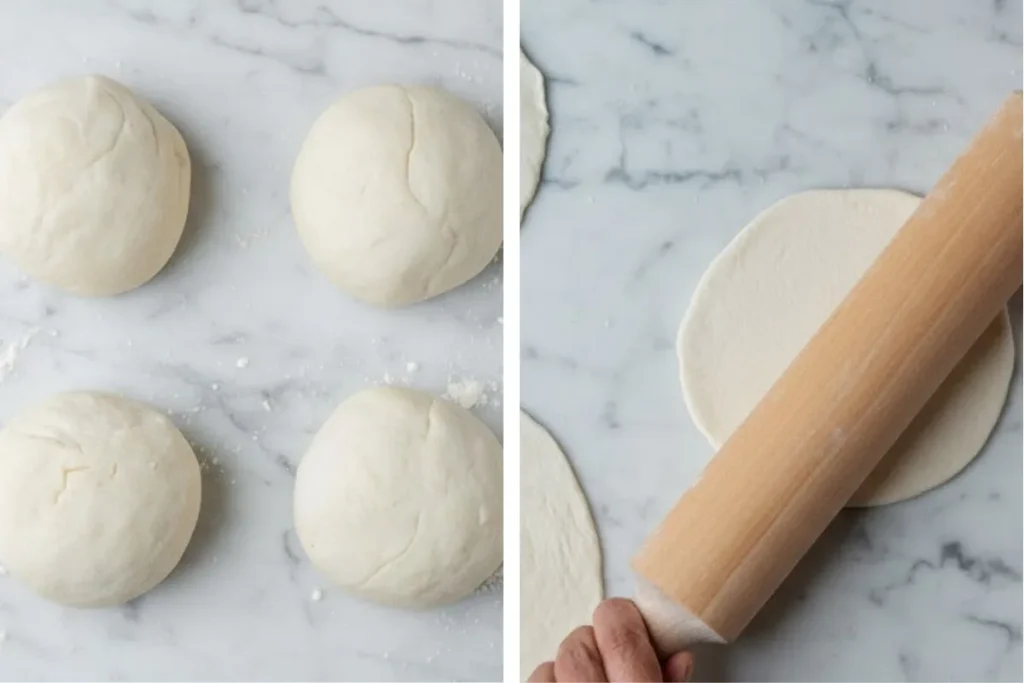 Divide and roll the dough for Yogurt Flatbread Recipe