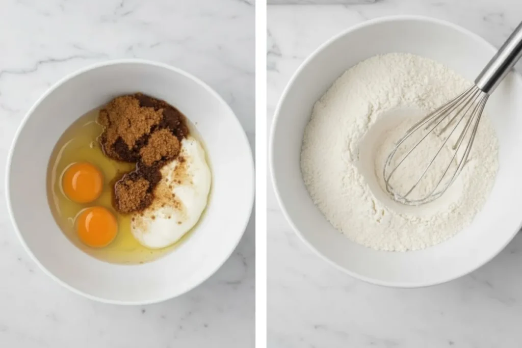 Mix Your Wet Ingredients for Greek Yogurt Banana Nut Bread