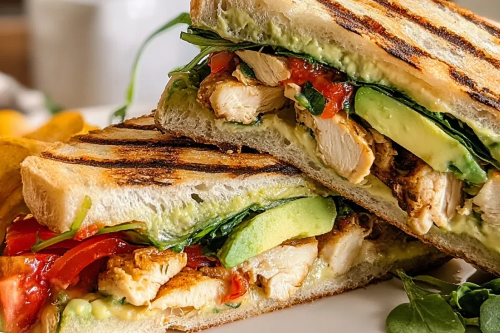 Grilled Chicken and Avocado Panini for Lunch