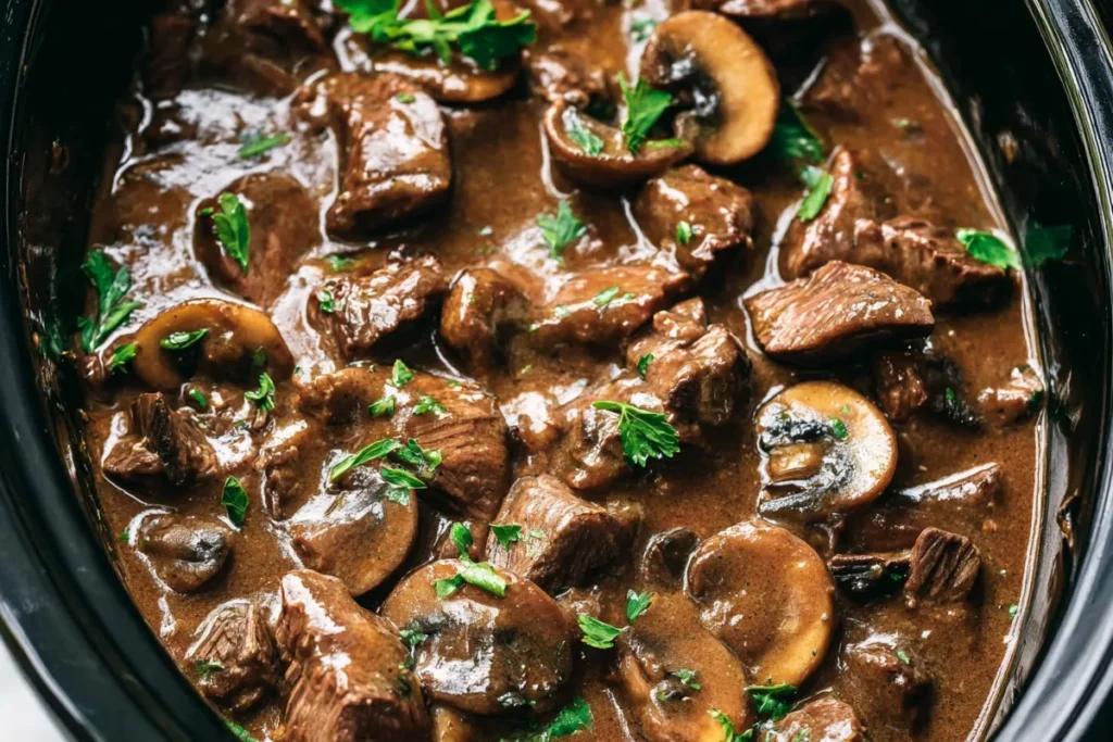 Slow Cooker Beef Tips in 15 Minutes Prep