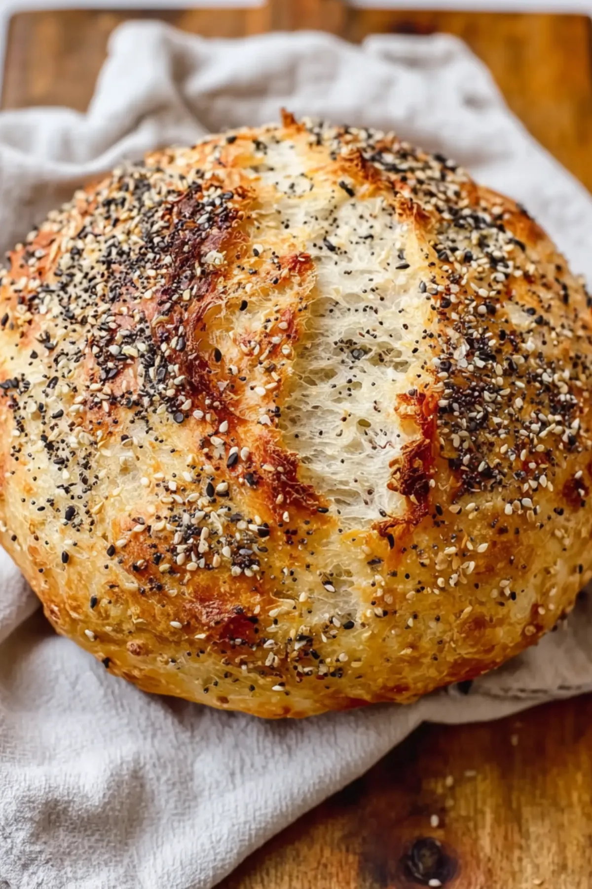 Homemade Bagel No-Knead Bread _ No Skills Needed