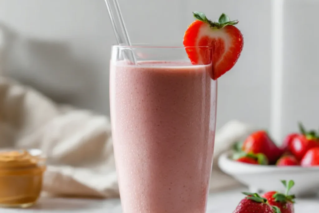 Homemade Strawberry Banana Smoothie, Thick And Creamy