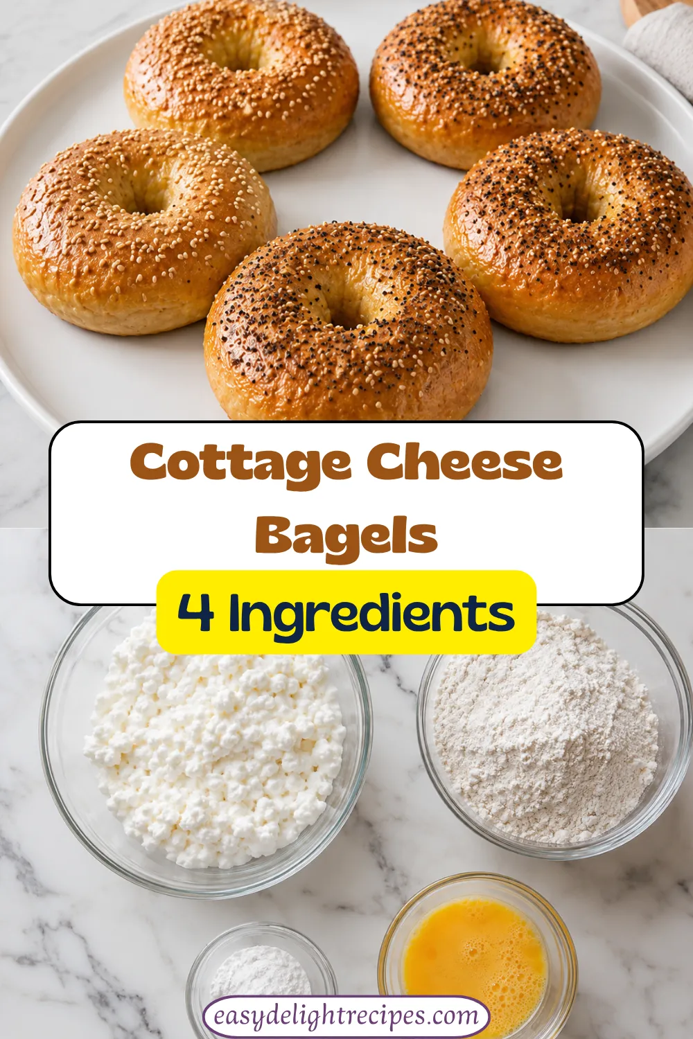 Cottage Cheese Bagels 4 Ingredients, No Yeast, Ready In 40 Minutes