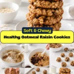 Healthy oatmeal raisin cookies pin showing soft, chewy cinnamon sugar cookies ready to bake at home