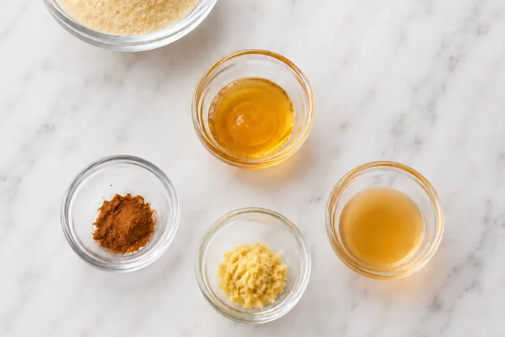 Horse gelatin ingredients including gelatin powder, raw honey, and cinnamon