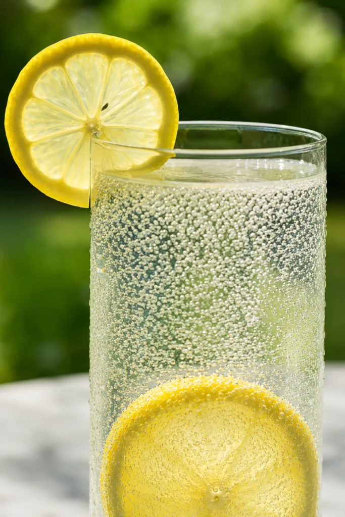 Oprah baking soda recipe lemon version garnished with fresh lemon slice ready to drink before breakfast